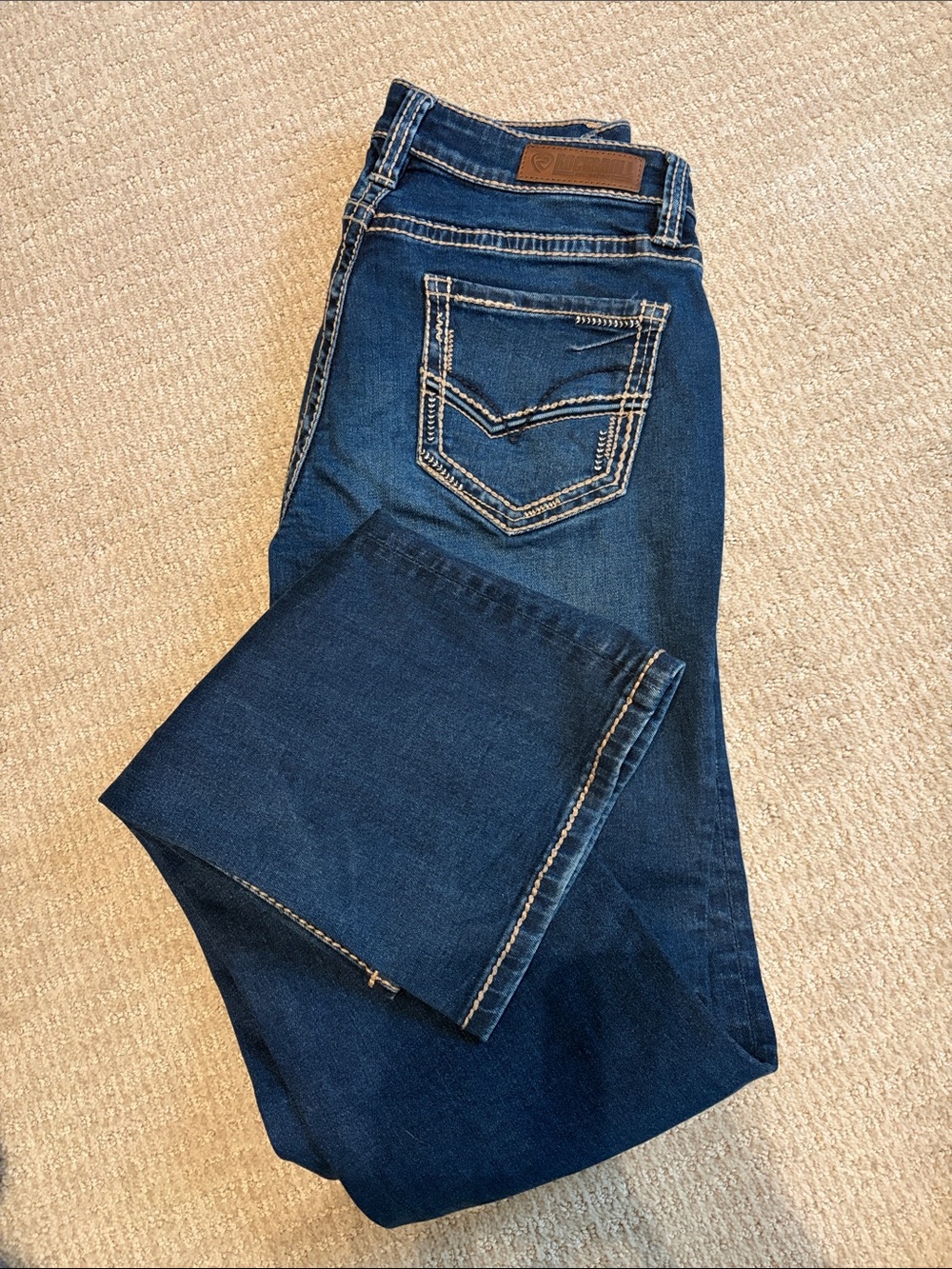 Rock&Roll Dark Blue Women's Bootcut Jeans with Contrast Stitching
